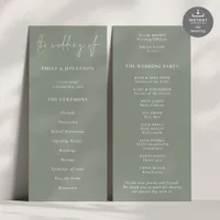 Modern Script Sage Wedding Program