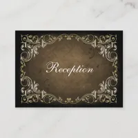 Rustic Regal Ornamental Brown And Gold Wedding Enclosure Card