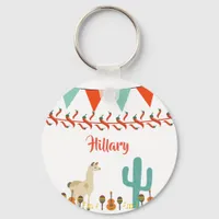 Fiesta lama cactus mexican style name keychain