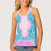 Fractal Lace Boho Blue Fuchsia Women's Tank Top