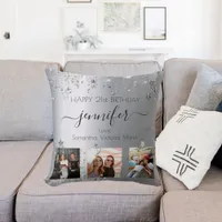 Birthday silver photo best friends throw pillow