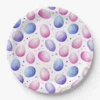 Trendy Purple and Pink Easter Eggs Pattern Paper Plates