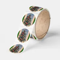 Classic Vintage Christmas Tree Retro Holiday Roll Classic Round Sticker