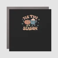 Tis The Season Pumpkin Fall Coffee Retro Car Magnet