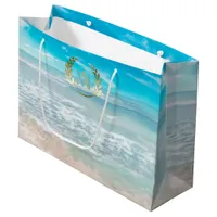 Large Gift Bag |  Modern Monogram Geometric Beach