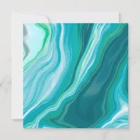 Fluid Blue and Turquoise Digital Art Thank You Card