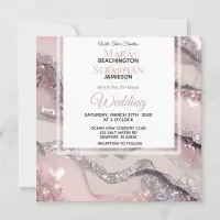 *~*  RSVP QR Silver BLUSH PINK AGATE AR66 Wedding Invitation