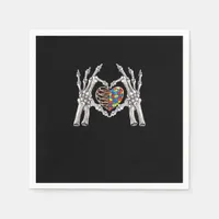 Autism Skull Hand Puzzle Piece Heart Creative Napkins