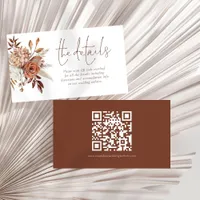 Boho Terracotta Florals QR Code Wedding Details Enclosure Card