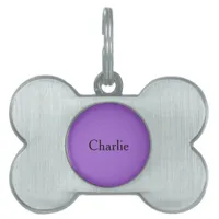 Custom Personalized Name Photo Art Purple Pet ID Tag