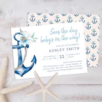 Nautical Baby Shower Invitation | Blue Watercolor 