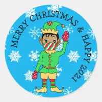 Cheers to a better 2021 Facemasked Ethnic Elf Classic Round Sticker