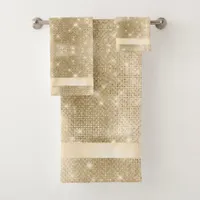 Glitter and Shine Pattern Gold ID671 Bath Towel Set