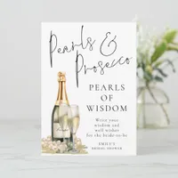 Pearls of Wisdom Prosecco Bridal Shower Game Card