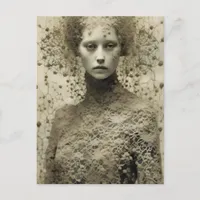 The Woman in Lace Sepia Postcard
