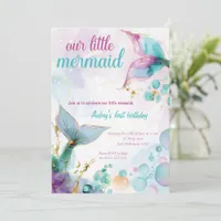 Our Little Mermaid Sea 1st Birthday Invitation