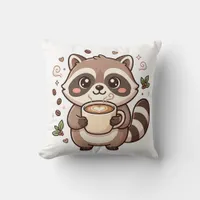 Cute Raccoon Latte Pillow