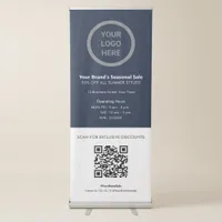 Navy Blue Sales Promotions QR Code Company Logo Retractable Banner