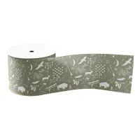 Buffalo Adventures Pattern White ID599 Grosgrain Ribbon