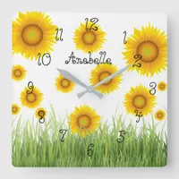 Bright Beautiful and Elegant Sunflower Square Wall Clock