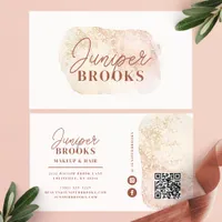 Dusty Rose Glitter Social Media QR Code Business Card