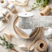 Soft Wildflower Print | Blush & Jade Watercolor Satin Ribbon
