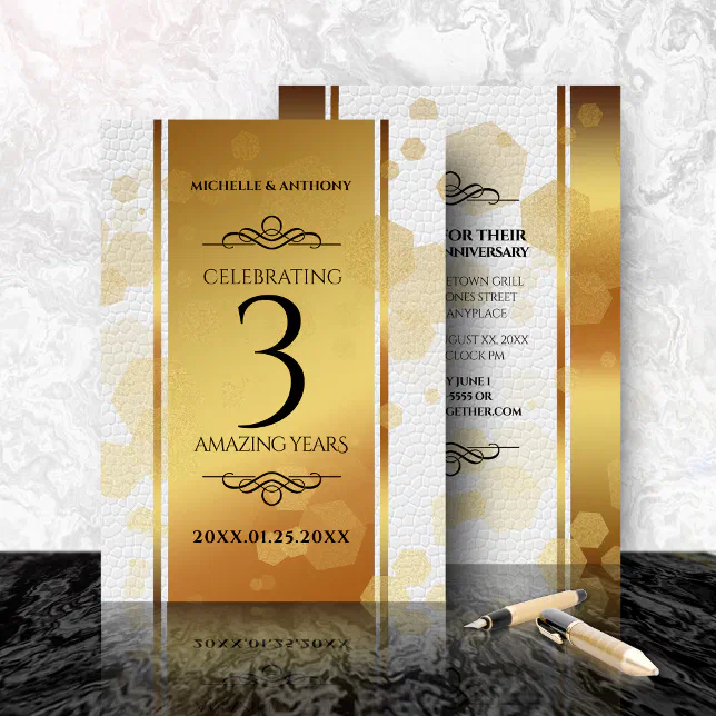 Elegant 3rd Leather Wedding Anniversary Invitation