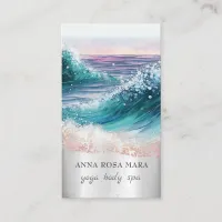 *~* QR Ornate Beach Waves Sea Ocean AR7 Sand Business Card