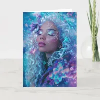 *~* Magical Curly Hair Woman Spiritual SC4 BLANK Thank You Card