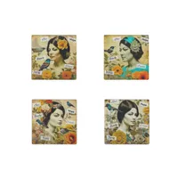 Beautiful Vintage Women and Flowers Stone Magnet