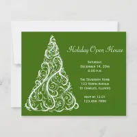 White Christmas Tree Holiday Open House Invitation