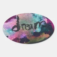 Dream Rock I painted with alcohol and India ink. Oval Sticker