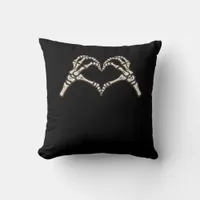 Skeleton Hand Hearts Design Throw Pillow