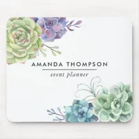 Watercolor Desert Cactus Succulents Mouse Pad