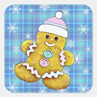 Cute Gingerbread Man Christmas Square Sticker