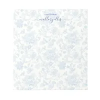 Vintage Blue Floral Toile De Jouy Calligraphy Notepad