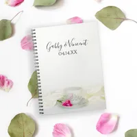 Floral Tea Cup and Pink Roses Wedding Guest Book