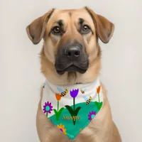 Happy bees in the flowers Colorful Personalized Pet Bandana Collar