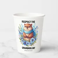 Over Rated? Watercolor Celebrating Groundhog Day  Paper Cups