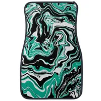 Turquoise, Black and White Swirls Marble like   Car Floor Mat