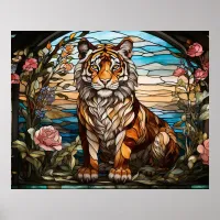 *~* AP68 Fantasy TIGER Stained Glass Bright  5:4 Poster