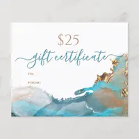 Economy Gift Certificate Teal Gold Alcohol Ink Flyer