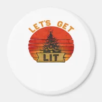 Let's Get Lit Funny Christmas Humor Quote Vintage  Magnet