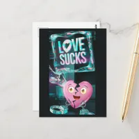 Love Sucks AntiValentine Glitch Art Postcard