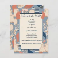 Baby on Board Nautical Boy Birth Announcement  Postcard