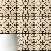 Dark Brown And Cream Moroccan Geometric Pattern Ceramic Tile