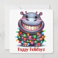 Funny Hippo Holiday Greeting Card