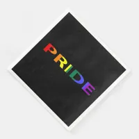 Rainbow Colored Pride Word Paper Dinner Napkins