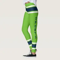 Green Blue White Team Jersey Colors Love Sports Leggings