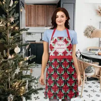 Modern Poinsettia pattern christmas chef Apron